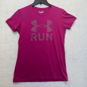 Under Armour T-Shirt Womens Size Small Fuschia Pink Heat Gear Short Sleeve